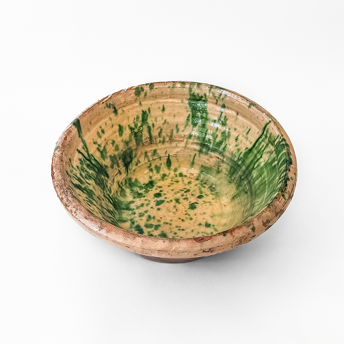 Large Pasata Bowl with Green Splatter Glaze