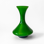 Green Glass Vase with Flared Base
