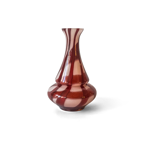 Pair of Red and White Blown Glass Vases