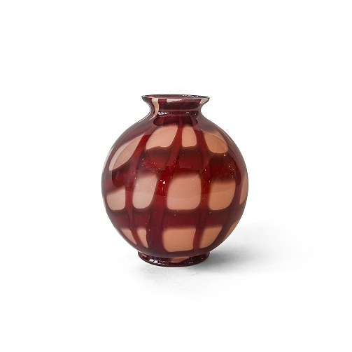 Pair of Red and White Blown Glass Vases