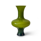 Set of Two Green and White Glass Vases