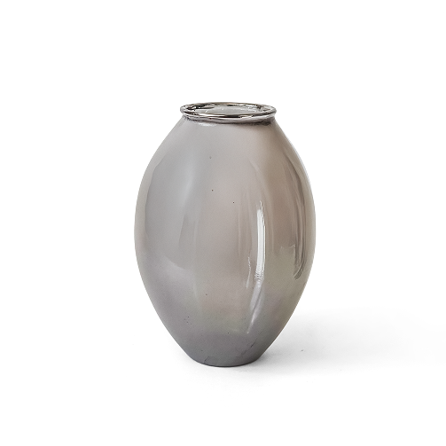 Set of Three Sculptural Vases in Metallic Grey Glass