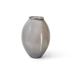 Set of Three Sculptural Vases in Metallic Grey Glass