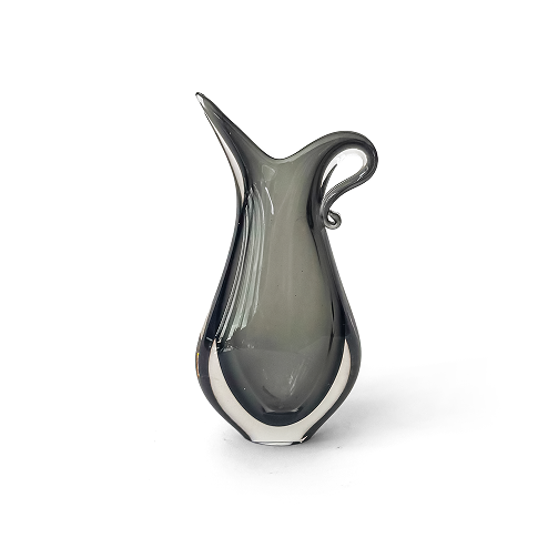 Pair of Sculptural Smoke Grey Glass Vases