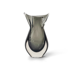 Pair of Sculptural Smoke Grey Glass Vases