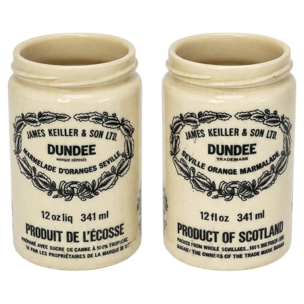 Vintage James Keiller Dundee Marmalade Jars, Milk Glass, 1970s