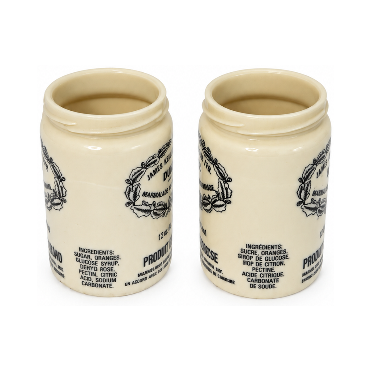 Vintage James Keiller Dundee Marmalade Jars, Milk Glass, 1970s