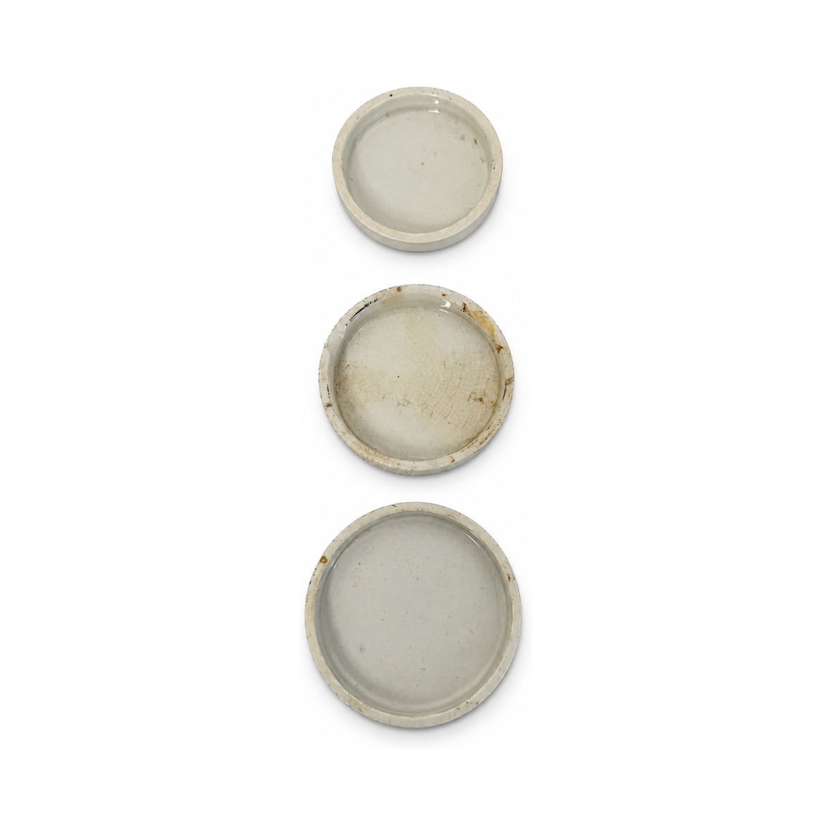 Victorian Antique English Pot Lids Set by Burgess, Circa 1880