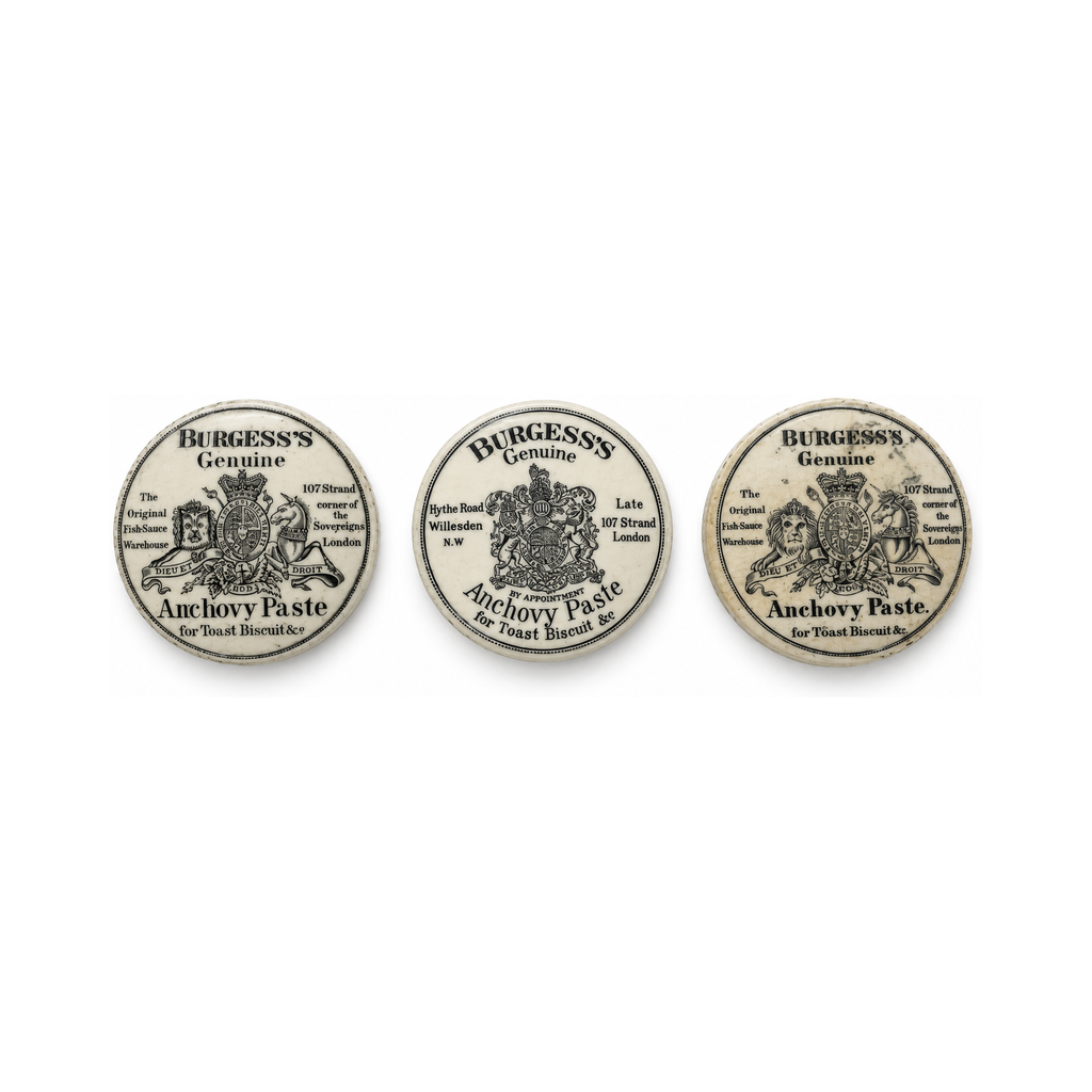 Victorian Antique English Pot Lids Set by Burgess, Circa 1880