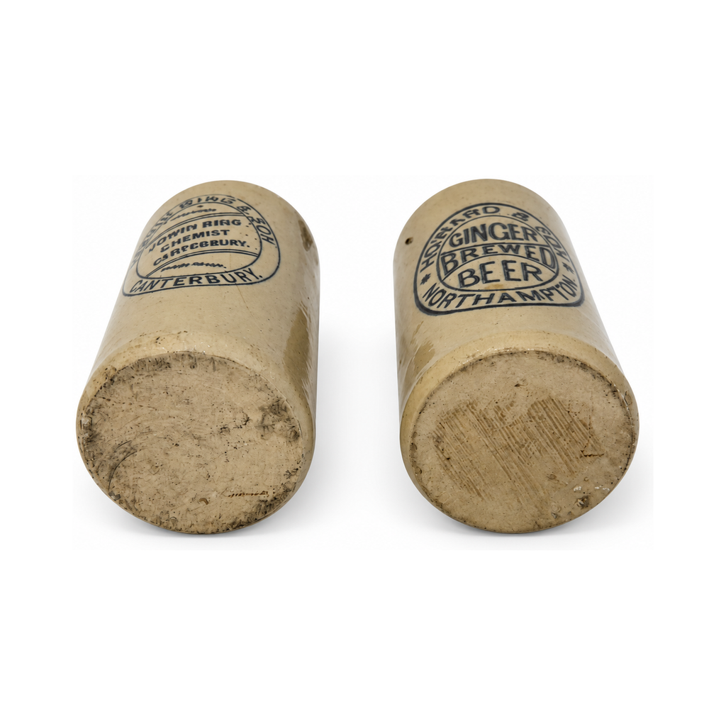 Antique English Stoneware Ginger Beer Bottles, Edwin Bing & Son, 1900