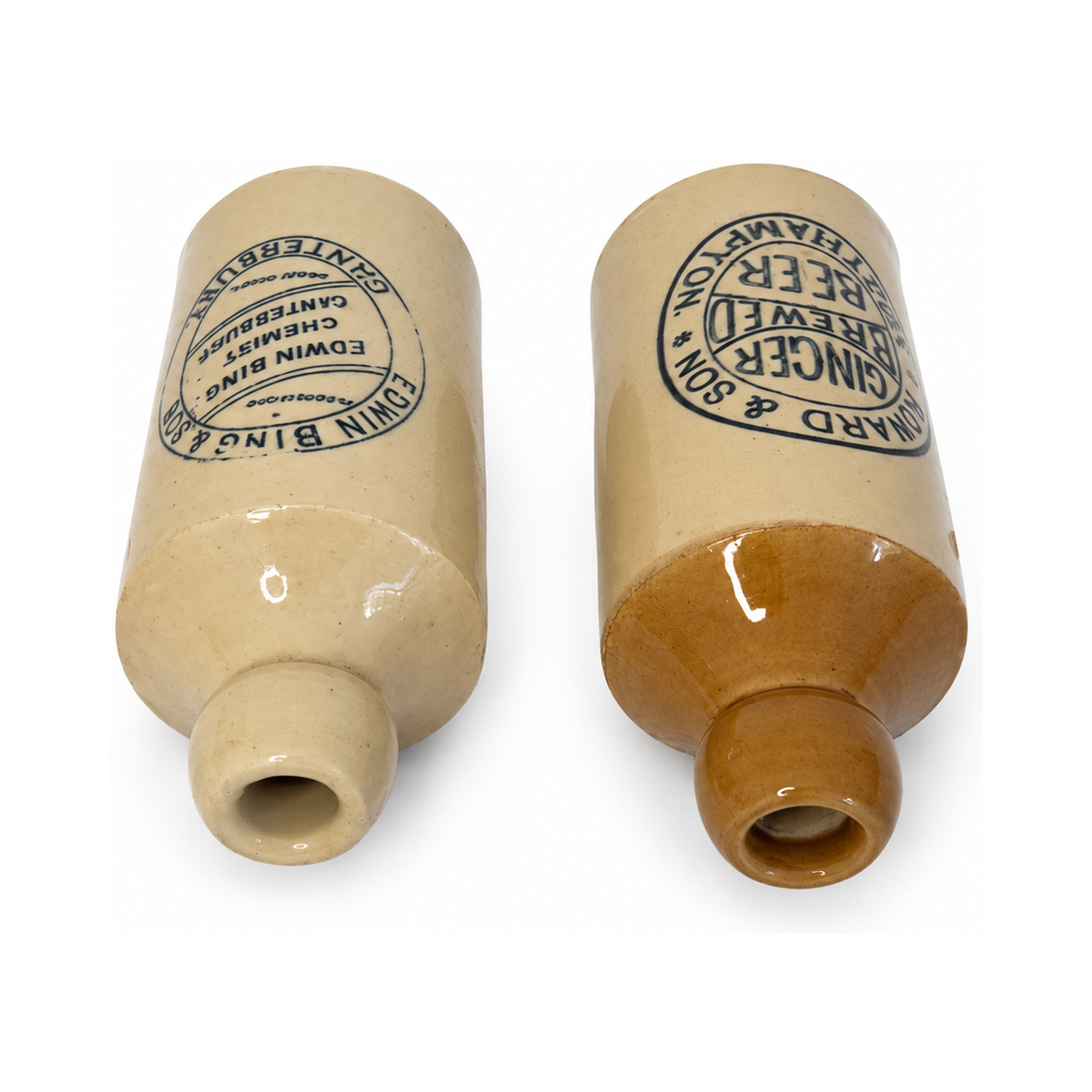 Antique English Stoneware Ginger Beer Bottles, Edwin Bing & Son, 1900