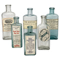 Set of Six Antique Apothecary Bottles with Original Victorian Labels