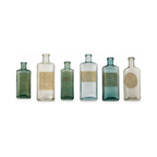 Set of Six Antique Apothecary Bottles with Original Victorian Labels