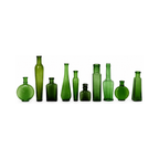 Collection of Nine Unique Antique Green Glass Apothecary Bottles