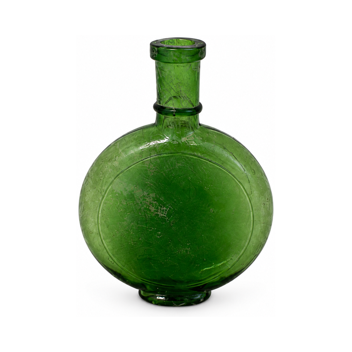 Collection of Nine Unique Antique Green Glass Apothecary Bottles