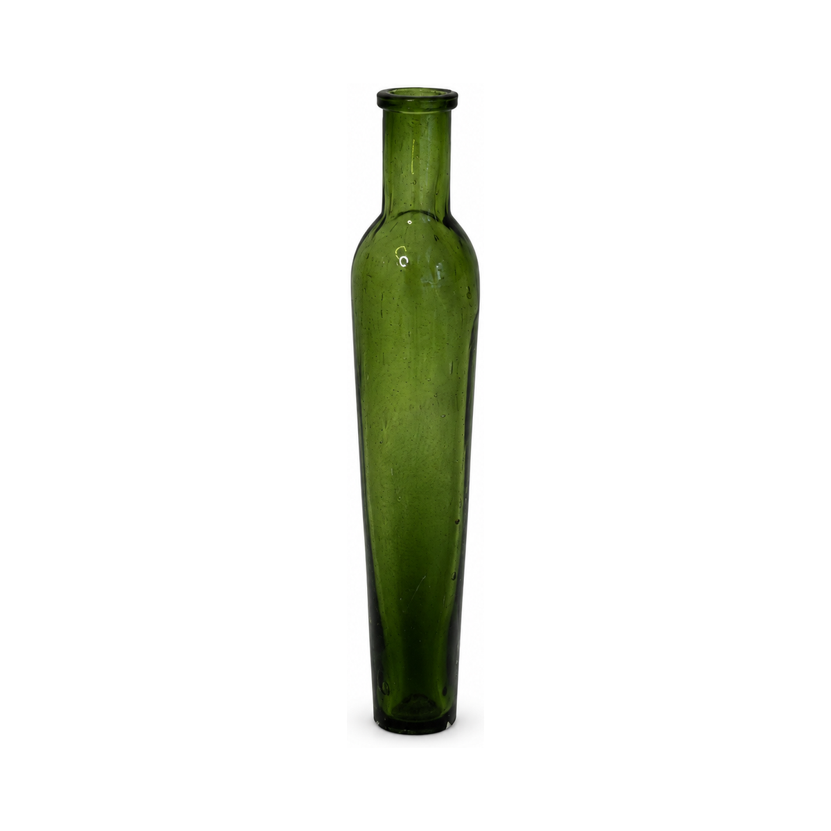 Collection of Nine Unique Antique Green Glass Apothecary Bottles