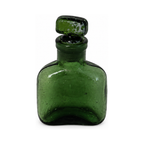 Collection of Nine Unique Antique Green Glass Apothecary Bottles