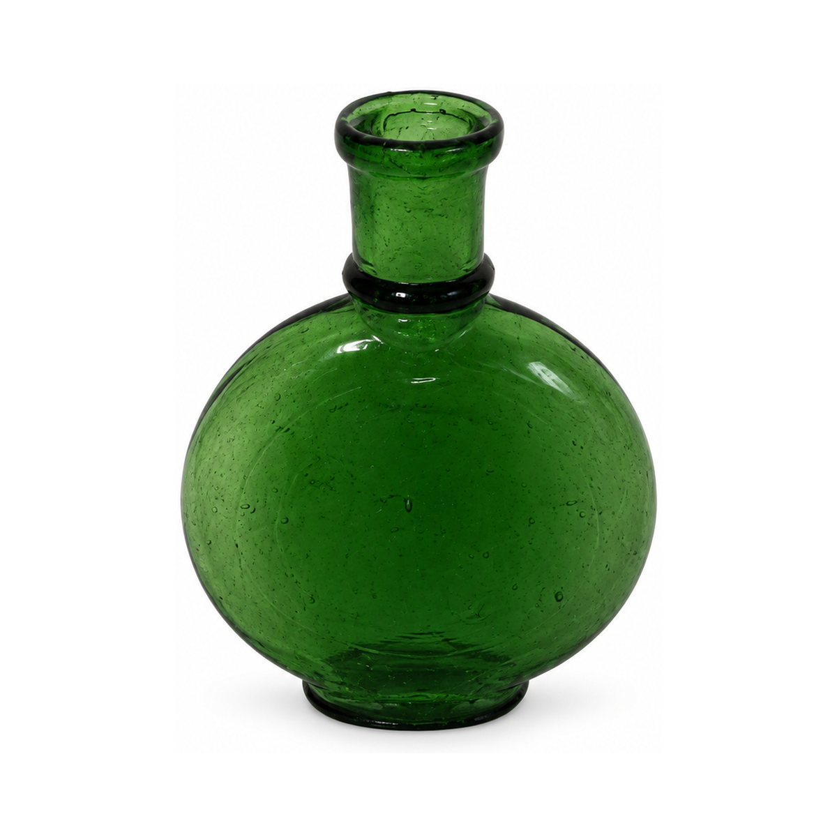 Collection of Nine Unique Antique Green Glass Apothecary Bottles
