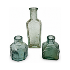 19th Century Antique English Aqua Glass Ink Bottles Collection