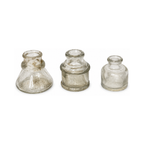 Victorian Era Antique English Ink Bottles Collection, Clear Glass
