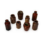 Vintage English Stoneware Ink Bottles & Amber Glass Collection