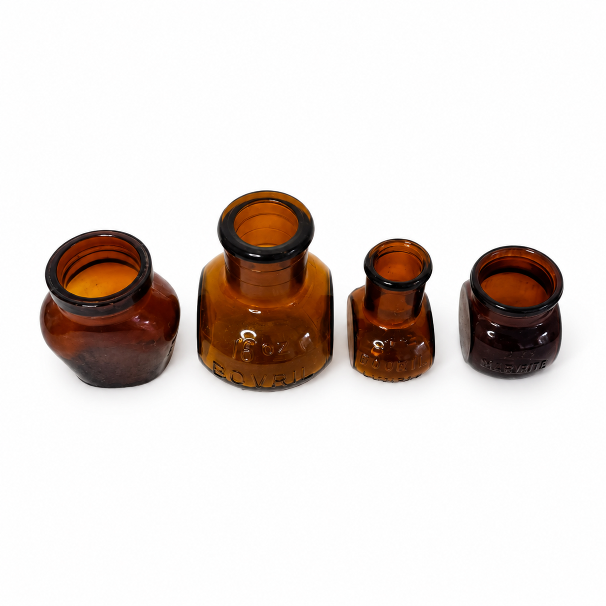 Collection of 15 Antique Amber Glass Bovril Jars, Late 19th Century