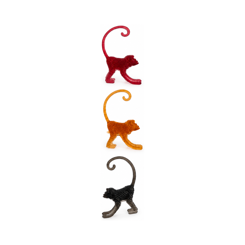 1960s Vintage Acrylic Cocktail Glass Markers Set with Monkey Figures