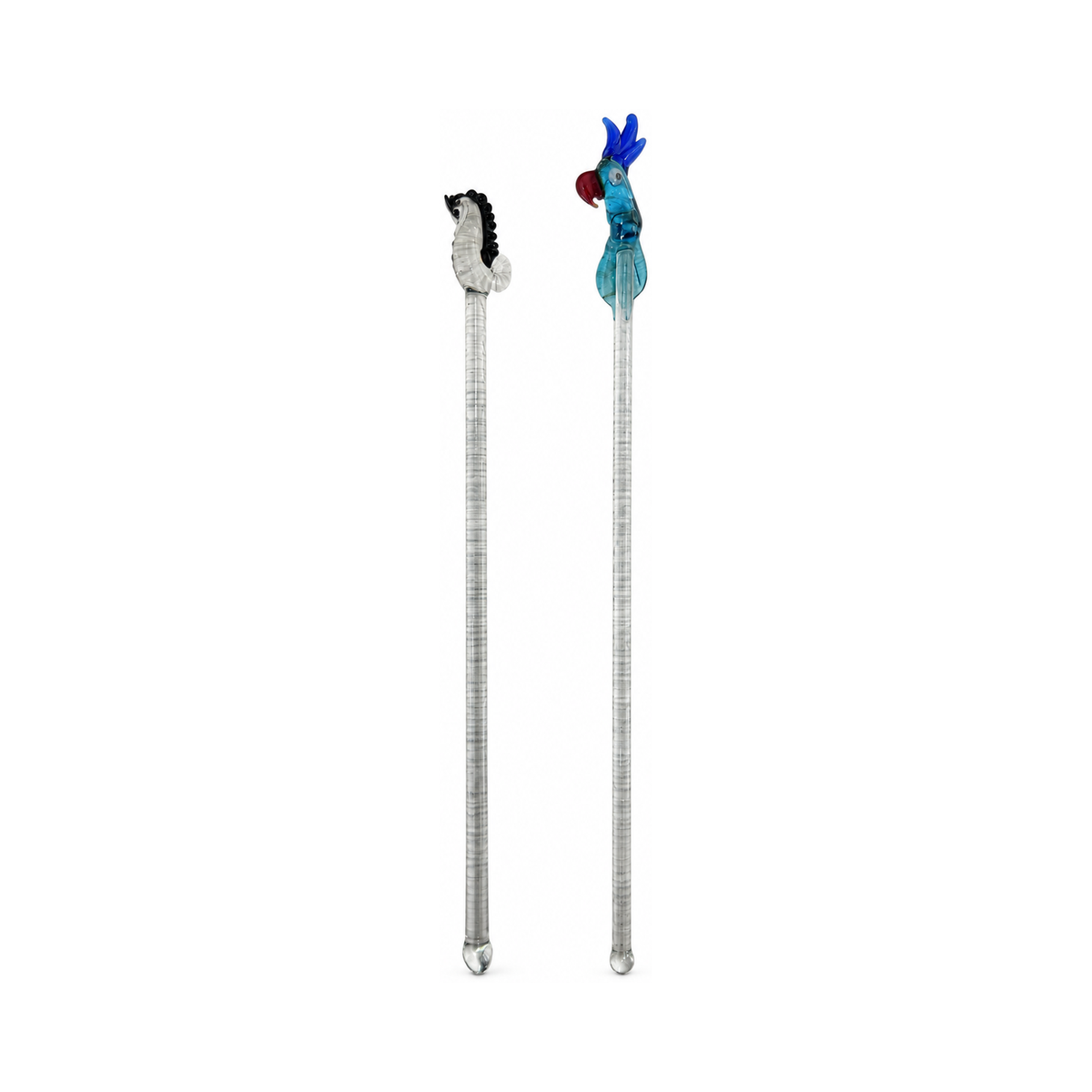 Vintage Murano Glass Cocktail Stirrers Set of 8, Bird & Marine Motifs