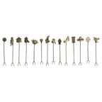 Vintage Set of 14 Alpaca Cocktail Forks, Mexican Novelty Designs, 1980