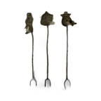 Vintage Set of 14 Alpaca Cocktail Forks, Mexican Novelty Designs, 1980