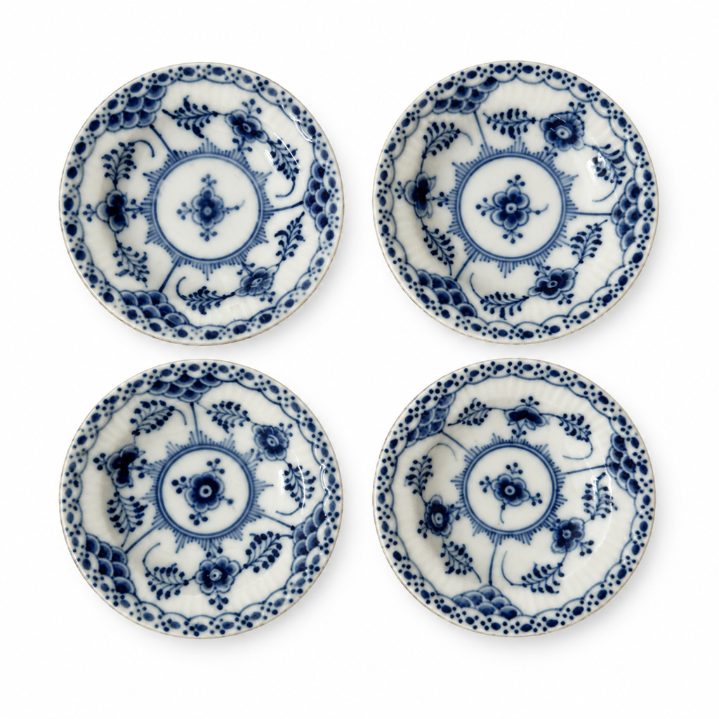 Set of Four Royal Copenhagen Blue Fluted Butter Pats, Denmark, 1961