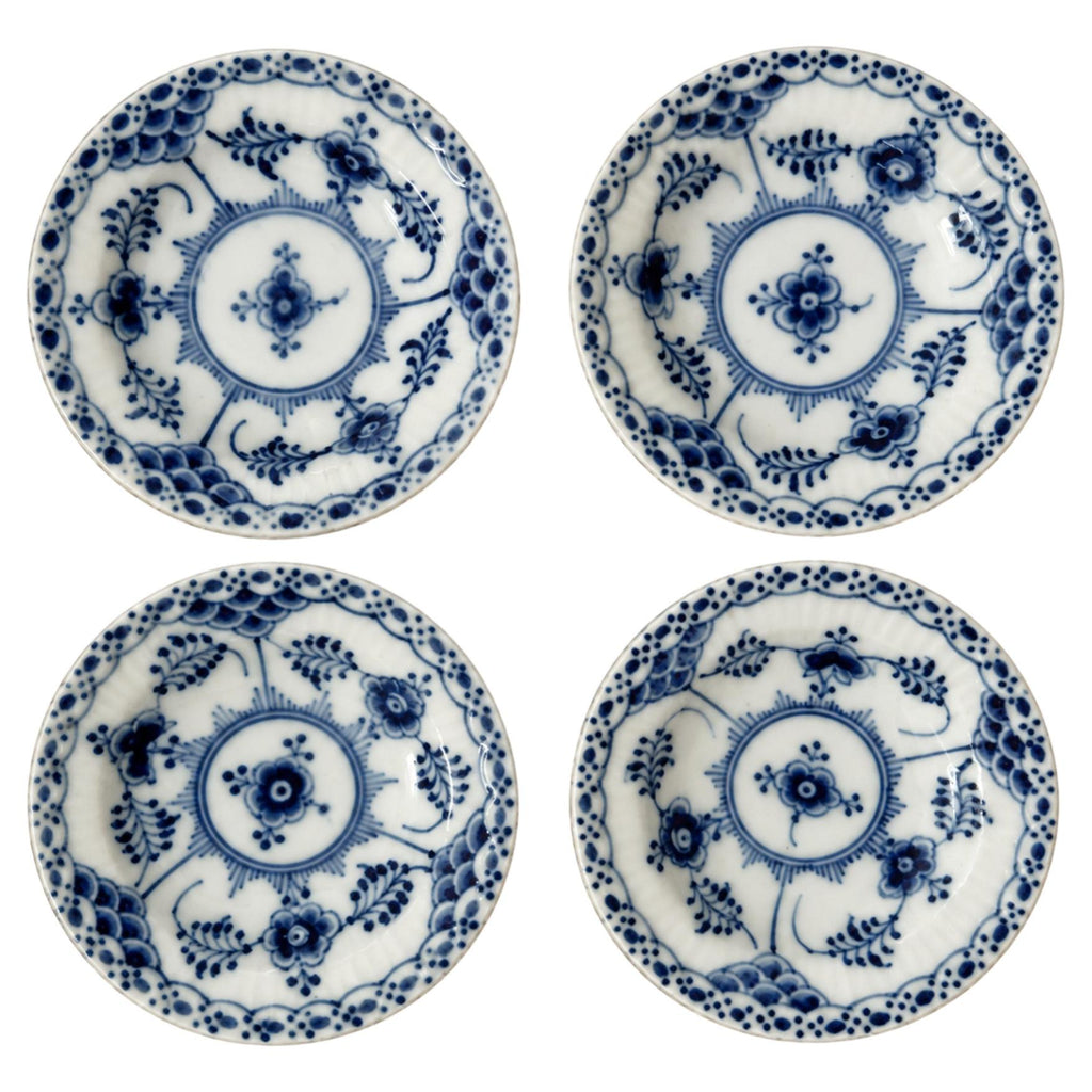 Set of Four Royal Copenhagen Blue Fluted Butter Pats, Denmark, 1961