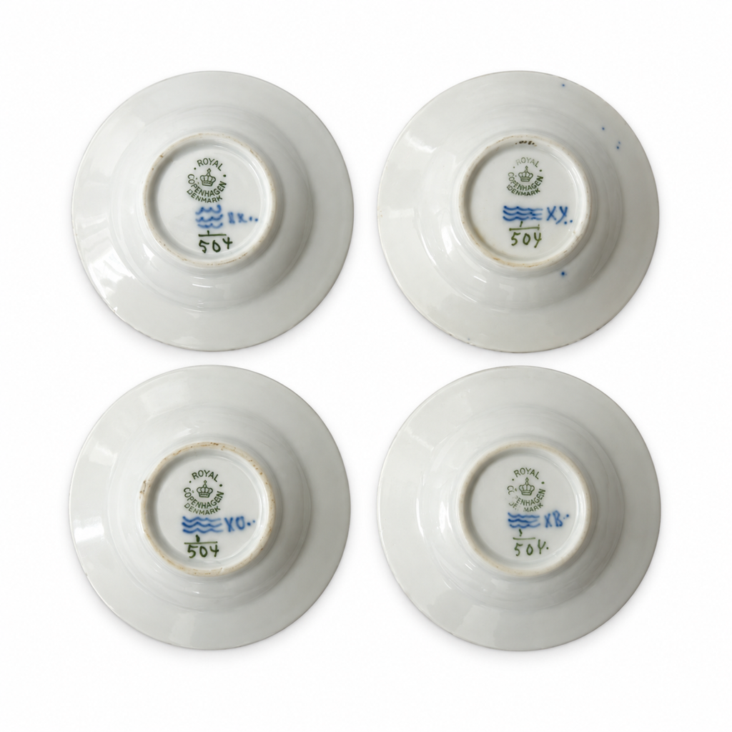 Set of Four Royal Copenhagen Blue Fluted Butter Pats, Denmark, 1961