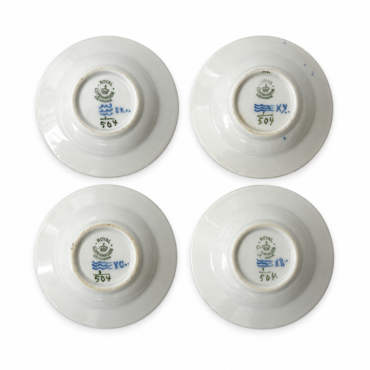 Set of Four Royal Copenhagen Blue Fluted Butter Pats, Denmark, 1961
