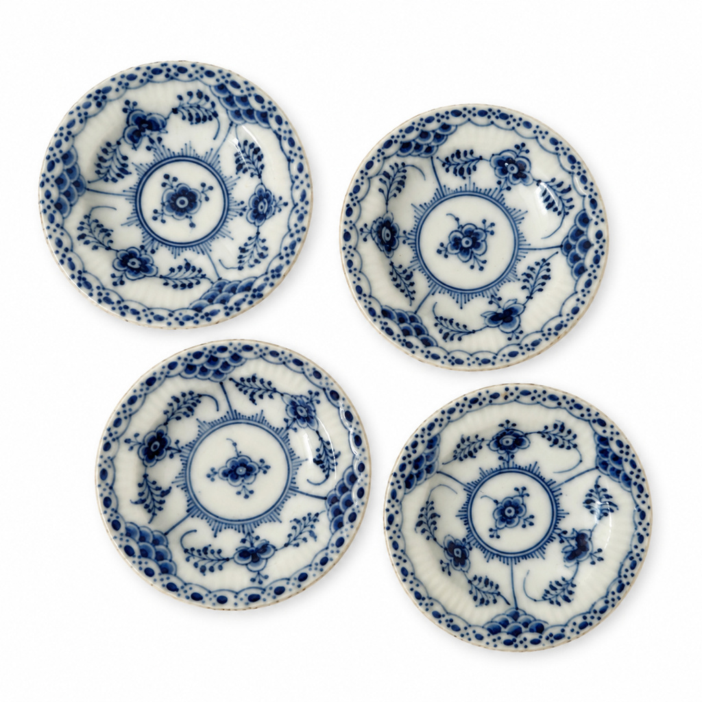 Set of Four Royal Copenhagen Blue Fluted Butter Pats, Denmark, 1961