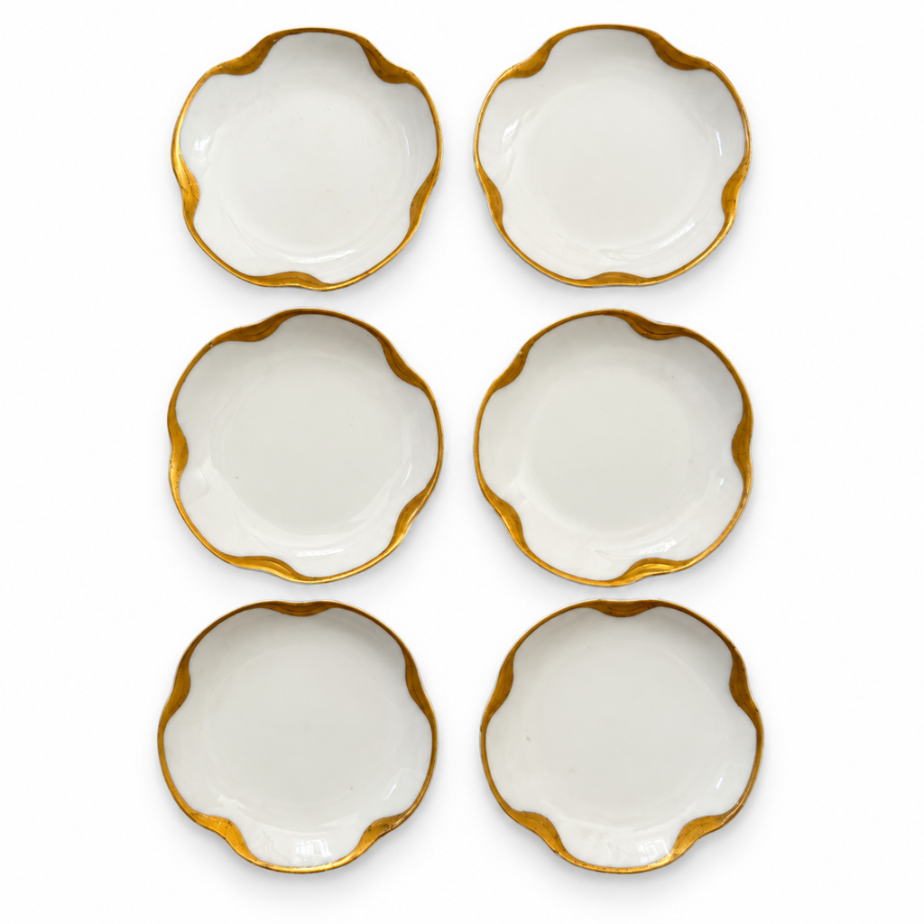 Set of Six Haviland Limoges Porcelain Butter Pats, Silver Anniversary