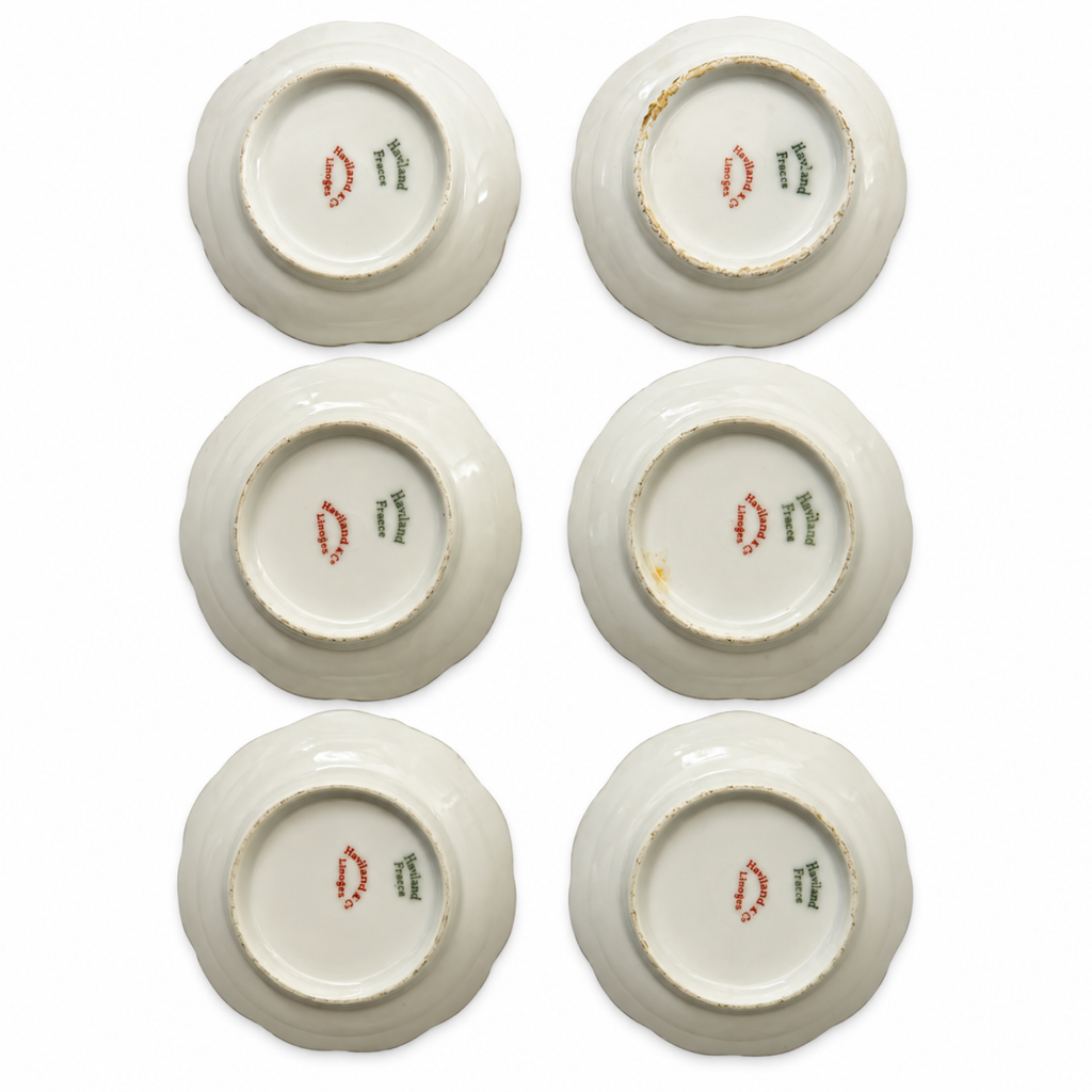 Set of Six Haviland Limoges Porcelain Butter Pats, Silver Anniversary