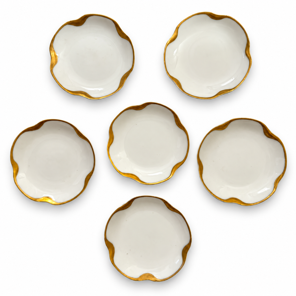 Set of Six Haviland Limoges Porcelain Butter Pats, Silver Anniversary