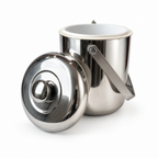 Mid-Century Modern Chrome Ice Bucket with Lid and Swing Handle