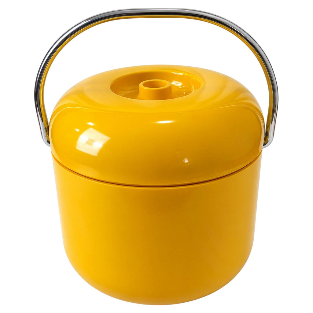 Mid-Century Modern Yellow Melamine Ice Bucket with Chrome Handle