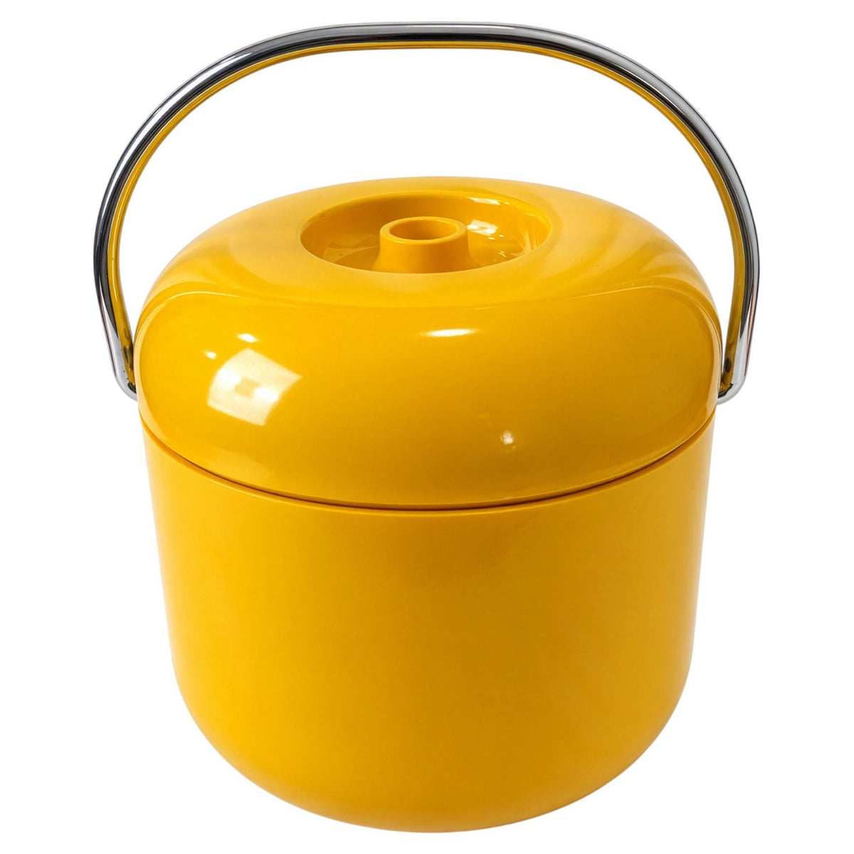 Mid-Century Modern Yellow Melamine Ice Bucket with Chrome Handle