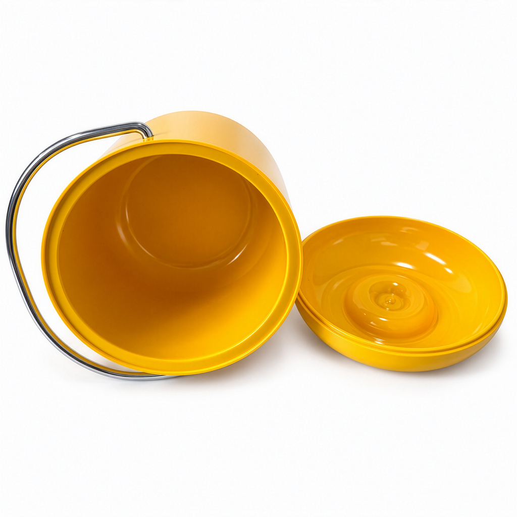 Mid-Century Modern Yellow Melamine Ice Bucket with Chrome Handle
