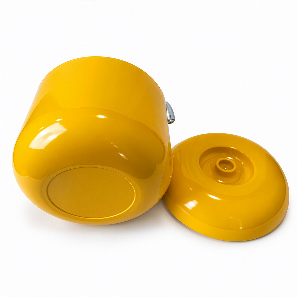 Mid-Century Modern Yellow Melamine Ice Bucket with Chrome Handle