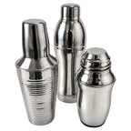 Set of Three Vintage Chrome Cocktail Shakers in Distinctive Shapes