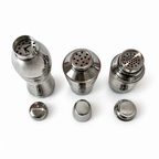 Set of Three Vintage Chrome Cocktail Shakers in Distinctive Shapes