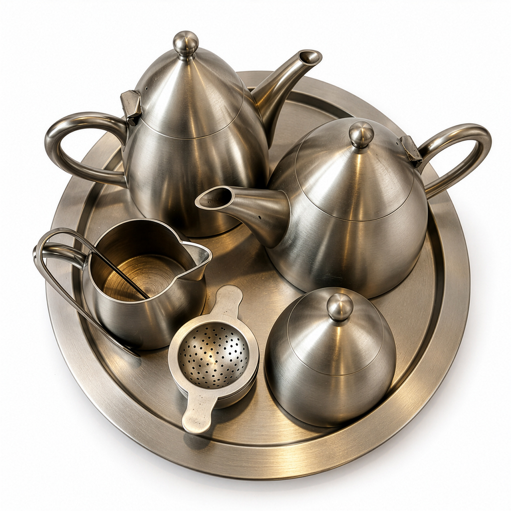 Vintage Pewter Tea and Coffee Service with Tray and Accessories