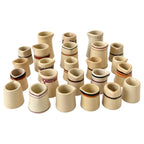 24 Handleless Ceramic Creamers, Ivory and Sand