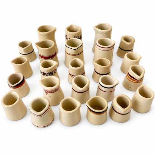 24 Handleless Ceramic Creamers, Ivory and Sand