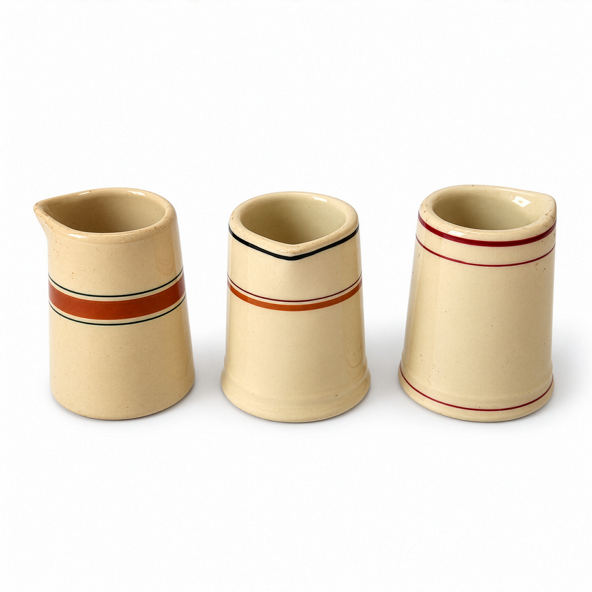 24 Handleless Ceramic Creamers, Ivory and Sand