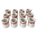 Set of Twelve Warwick Restaurantware Creamers with Red Borders